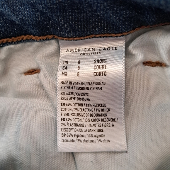 American Eagle Jeans Kick Boot Crop Women's 8 Short Blue Denim Frayed Hem - Picture 7 of 14